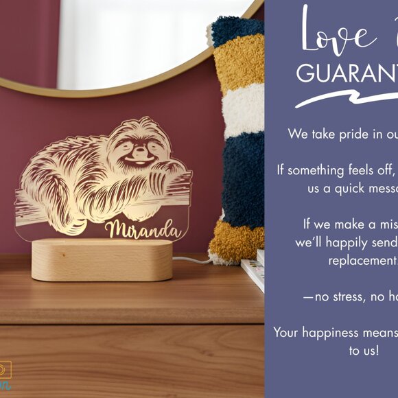 Sloth Night Light – Personalized LED Room Decor for Kids - Picture 6 of 8